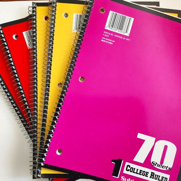 College Ruled 70 Page 1-Subject Spiral Notebooks Norcom Basic - Picture 1 of 6